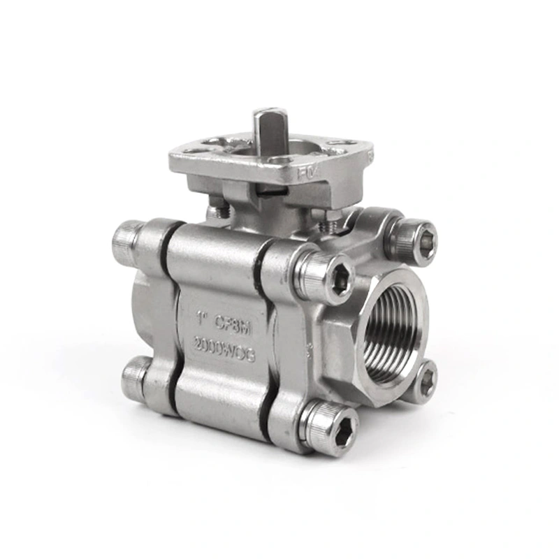 บอลวาล์ว 3PC 2000WOG พร้อมฐาน ISO 5211 สำหรับแอคชูเอเตอร์
